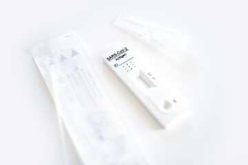 Covid-19 Rapid Antigen Self-Testing Kit on white background