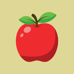Apple Fruit Vector Icon Illustration. Isolated Apple Fruit Icon Concept. Flat Cartoon Style Suitable for Landing Web Page, Banner, Flyer, Sticker, Card