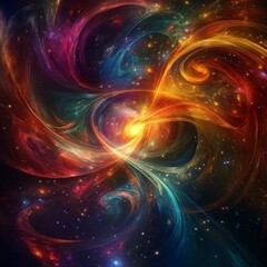 Obraz premium Abstract cosmic swirls with stars and nebulae in multicolor, ethereal and captivating --v 6.1 Job ID: a8d91fe3-9004-4b8d-aee1-394c391ad3fb