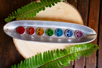 seven chakras stones, energy healing concept