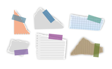 Set of torn paper fragments isolated on background, Vector illustration