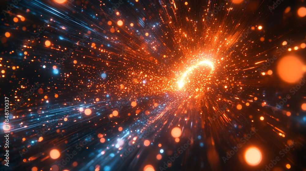 Poster colorful light trails creating a sense of motion in a cosmic space environment