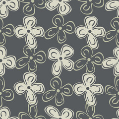 Cute hand drawn floral seamless pattern background
