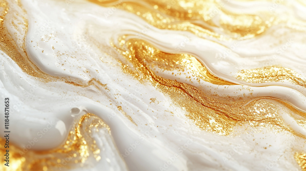 Poster elegant abstract texture with swirling white and gold patterns in a smooth design
