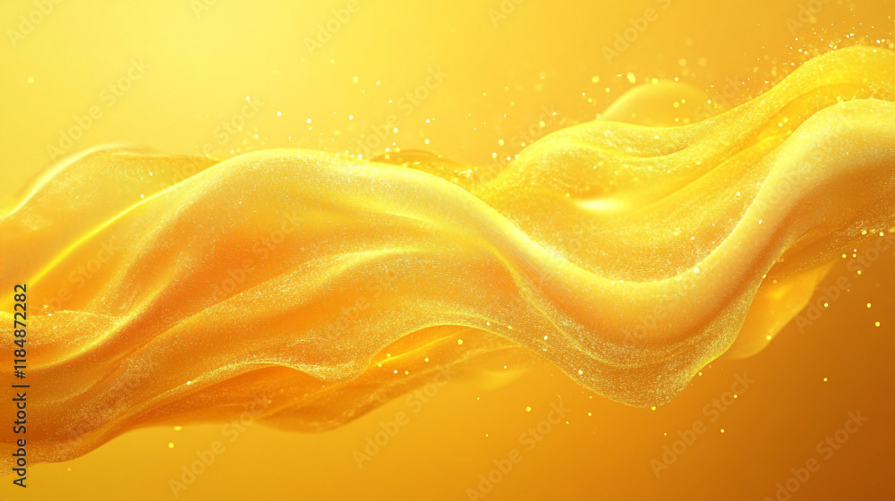 Poster golden waves flow smoothly in an abstract composition full of light and texture