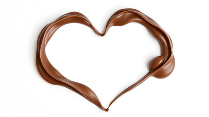 Chocolate cream in the shape of a heart on a white background.&nbsp;Generative AI
