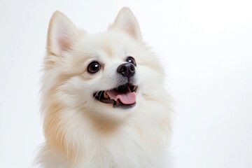 Adorable fluffy white Pomeranian puppy
