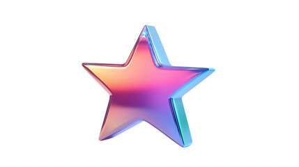 Obraz premium 3D Holographic Gradient Star Icon PNG