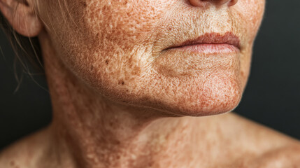 Naklejka premium Portrait showcasing the intricate details of mature skin, emphasizing age, texture, and natural beauty