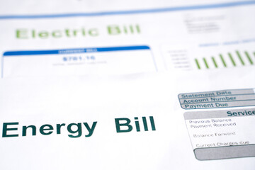Monthly utility bills. Cost of utilities concept.