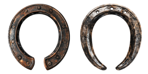 Horseshoe footprints isolated on transparent background, Set of