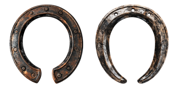 Horseshoe footprints isolated on transparent background, Set of