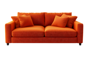 orange couch sofa isolated on transparent png