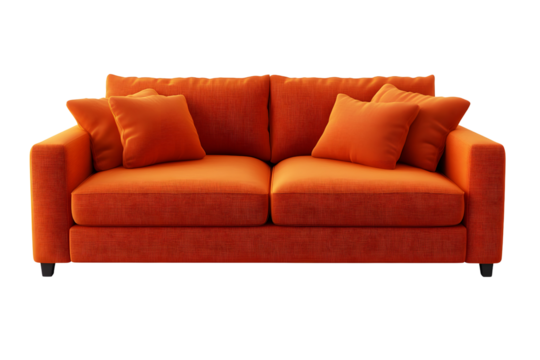 orange couch sofa isolated on transparent png