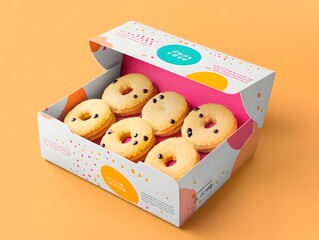 Colorful Bakery Cookie Box with Flip-Top Lid and Bright Branding