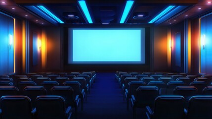 Modern Training Room with Projector and Empty Seats