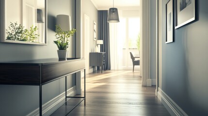 Bright Indoor Hallway with Modern Decor