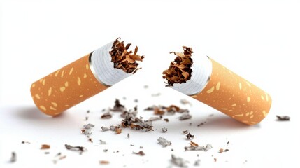 Cigarette Cut in Half with Smoke Fading Away