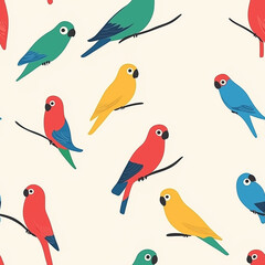 Obraz premium Simple flat design seamless pattern with parrots