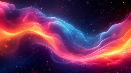 Obraz premium Dynamic abstract neon flow with sparkling star effects photos