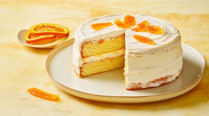 A Delectable Orange Cake with Whipped Cream and Orange Zest
