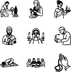 Set of Hand Drawn Religious Icons 