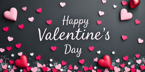 valentine celebration theme, with the text Happy Valentine's Day on a dark background
