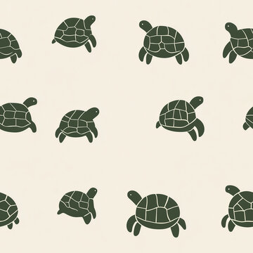 Very simple geometric style turtle seamless pattern