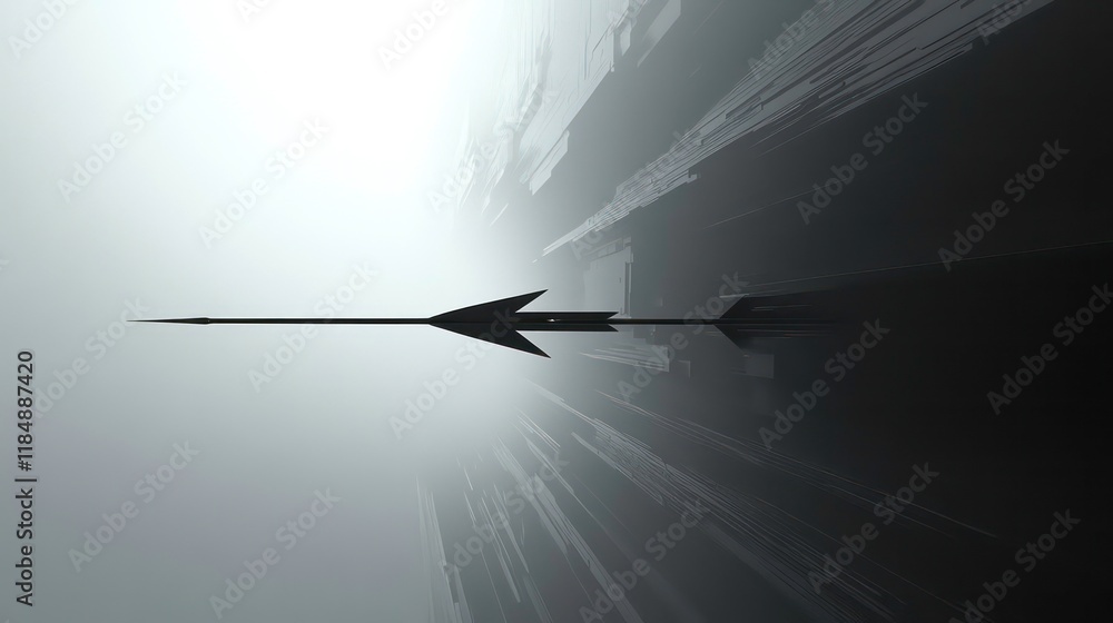 Aufkleber Abstract arrow pointing towards light, symbolizing progress and future.