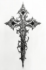 Celtic Cross Christianity black and white illustration