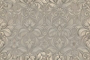 Fototapeta premium Elegant damask pattern in muted tones.