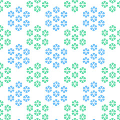 Blue and green seamless floral pattern