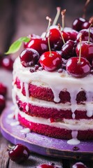 Layered Red Velvet Cake with Cherries: A Sweet Culinary Masterpiece