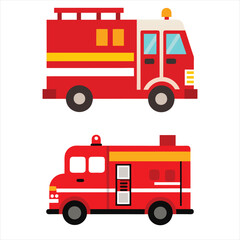 Vintage Fire Truck Vector with Retro Detailing - Classic Firefighting Vehicle Illustration