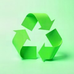 Obraz premium Green recycle symbol on green background
