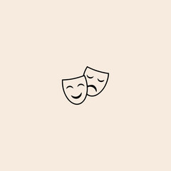 Theater masks icon flat vector design. 