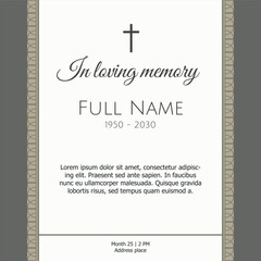 card template with cross, and geometric border texture