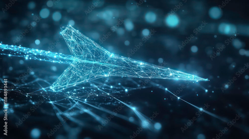 Aufkleber abstract glowing arrow, digital network connection, futuristic technology concept.