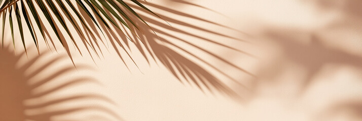 Obraz premium background with shadows and palm leaves in trendy mocha mousse color