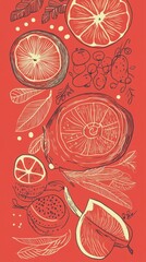 Stunning Citrus Fruits and Leaves: A Vibrant Botanical Illustration