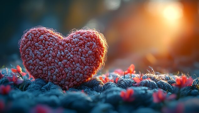 Heart-Shaped Object Resting on a Blue Blanket


