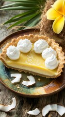 Fototapeta premium A Slice of Tropical Paradise: Exquisite Coconut Tart