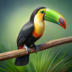 Fototapeta premium Colorful toucan perched on a branch.