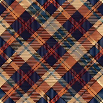 Stylish. fall-inspired tartan pattern in a mix of warm autumnal colors.