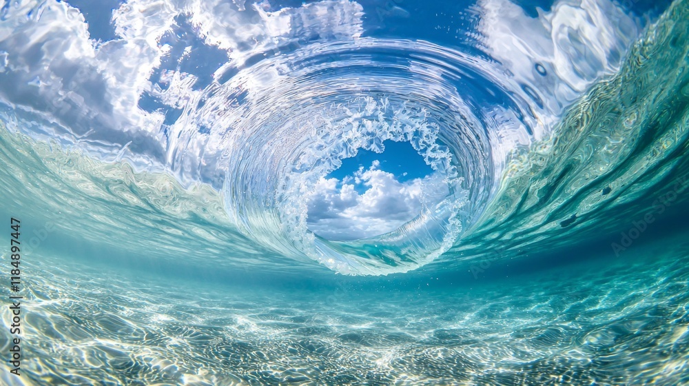 Poster in a tranquil underwater world, jellyfish float elegantly, creating a mesmerizing swirl against the 