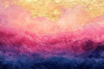 Obraz premium Pink, purple and blue watercolor gradient background texture with gold foil