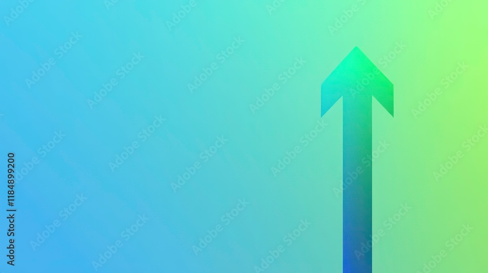 Poster abstract upward arrow on gradient background.