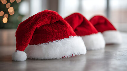 christmas red santa hat isolated on transparent background for winter holidays and christmas celebrations
