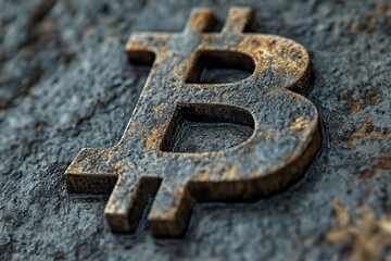 Close-up of a rusty bitcoin symbol highlighting the resilience and longevity of cryptocurrency