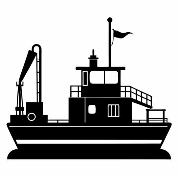 black fishing boat silhouette clip art preview